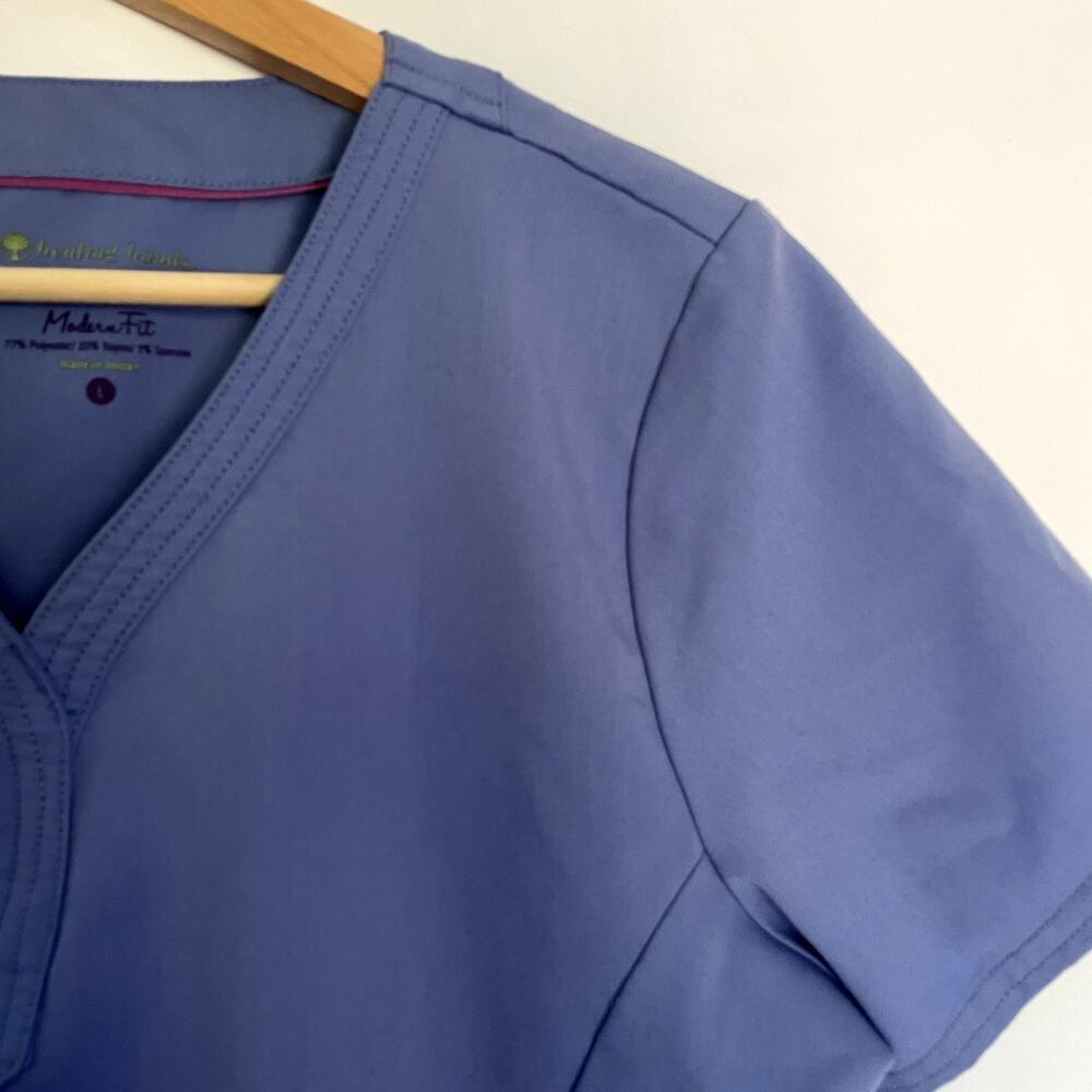 Healing Hands Purple Label Scrub Top Large Blue Women Modern Fit Stretch 2167 - Picture 2 of 7